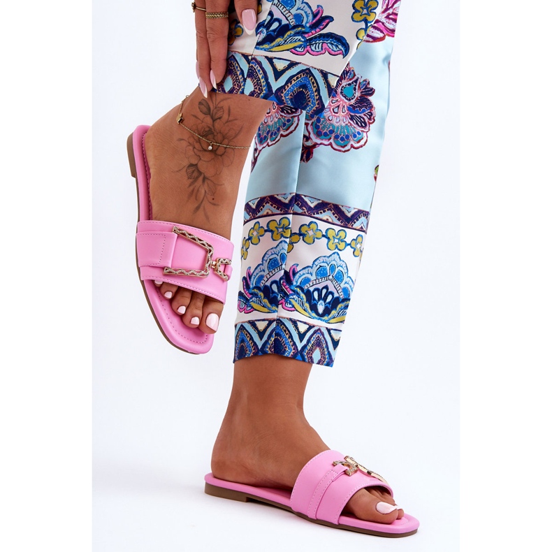 Ženske klasične papuče s ružičastim impresivnim ukrasom ružičasta 1