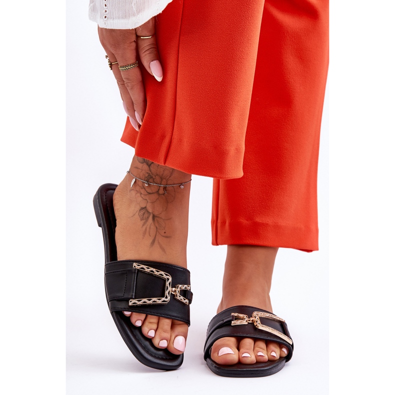 Ženske klasične crne impresivne ukrašene papuče crna 1