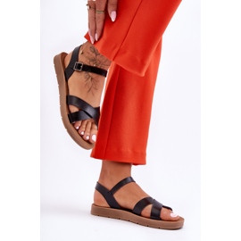 Klasične crne ženske kožne sandale Talisma crna 1