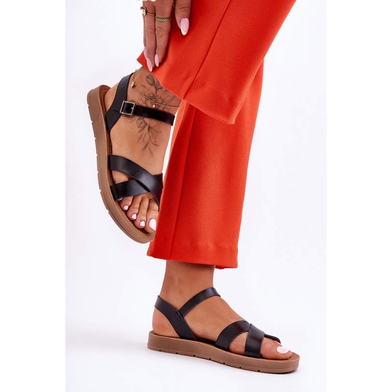 Klasične crne ženske kožne sandale Talisma crno 1