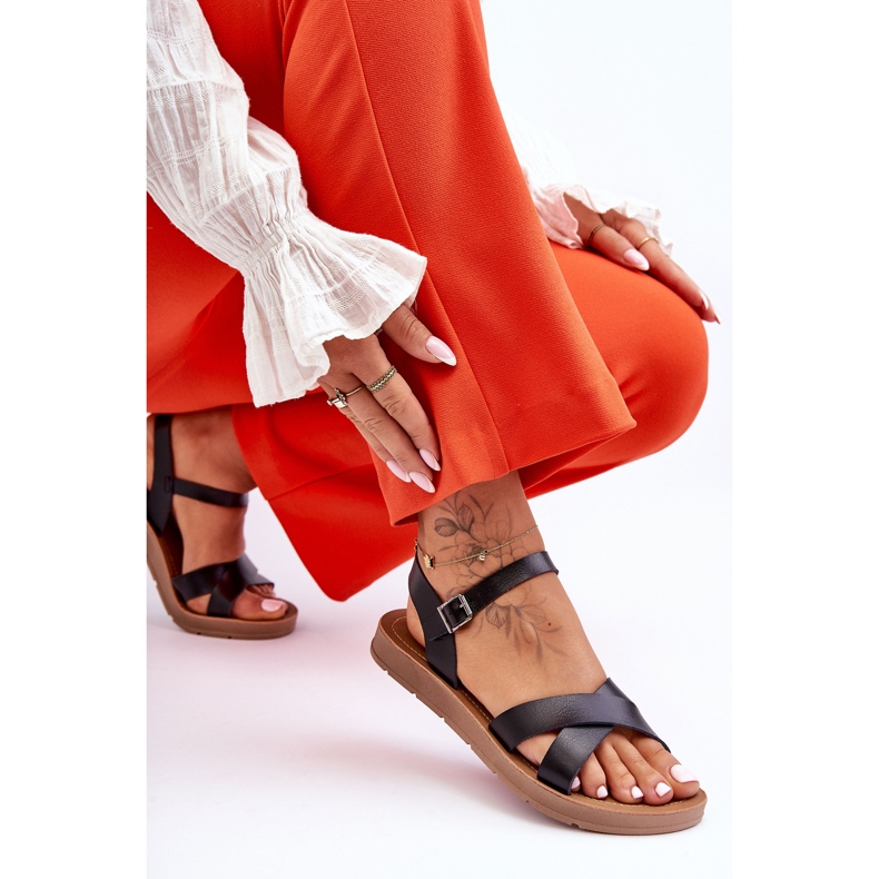 Klasične crne ženske kožne sandale Talisma crno 2