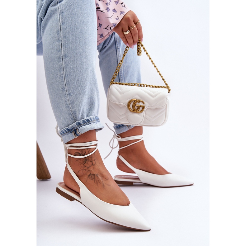 PG1 Ženske balerinke na vezanje Bijele Lilly Ann bijela 1