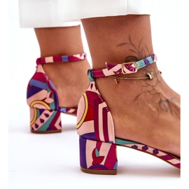 STEPHAN Satenske sandale s visokim petama s uzorkom, crvena mješavina Inspire Me! višebojan 3