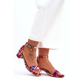 STEPHAN Satenske sandale s visokim petama s uzorkom, crvena mješavina Inspire Me! raznobojna 4