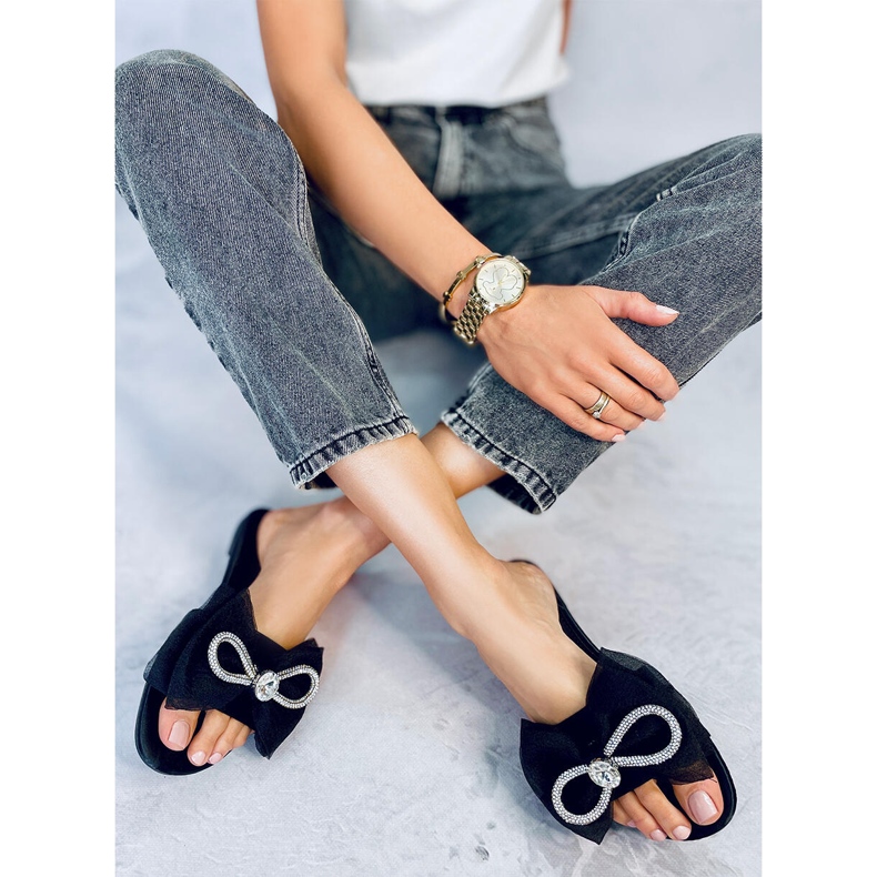 Seastar Monique crne papuče s mašnom crna 1