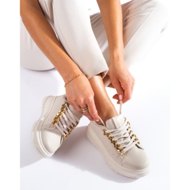 Ženske bež tenisice s lancem Shelovet 1