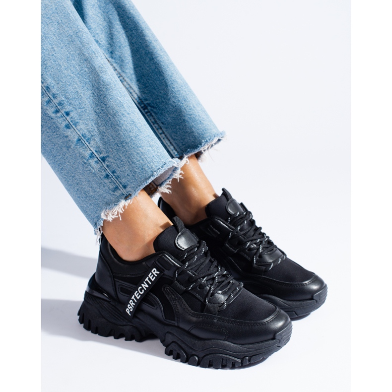 Seastar Ženske crne tenisice Shelovet s debelim đonom crna 1