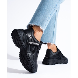 Seastar Ženske crne tenisice Shelovet s debelim đonom crna 2