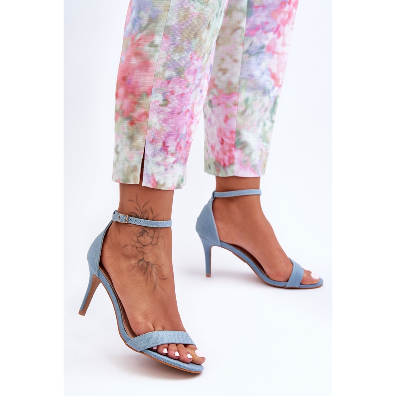 Klasične platnene sandale na visoku petu, plava Tossa 1