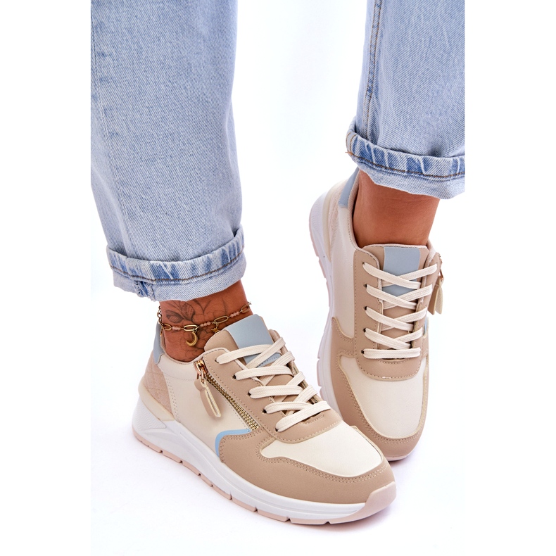 PA1 Ženske sportske cipele s patentnim zatvaračem bež Larisa 3