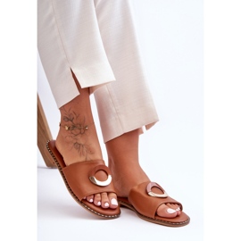 Ženske smeđe papuče ukrašene šerijem smeđa 2