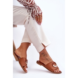 Ženske smeđe papuče ukrašene šerijem smeđa 1