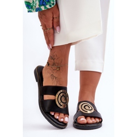 Moderne papuče s ukrasom u zrcalu, crne, dubokog daha crna 1