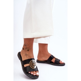 Moderne papuče s ukrasom u zrcalu, crne, dubokog daha crno 2