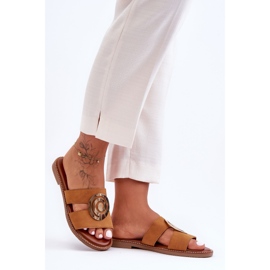 Modne papuče s ukrasom u obliku zrcala Camel Deep Breath smeđa 1