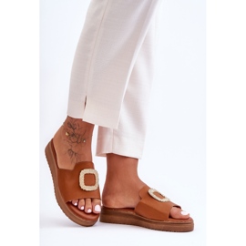 Ženske Denicia smeđe papuče s platformom s ukrasom smeđa 1