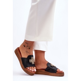 PG1 Ženske crne Azera papuče s platformom i ukrasom crno 1