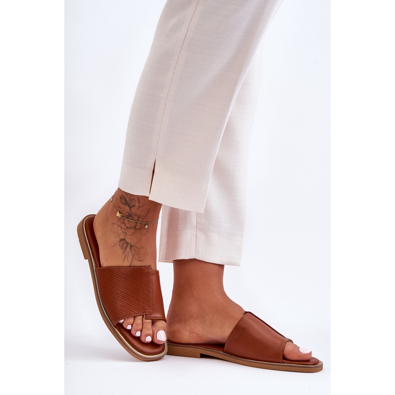 Ženske kožne papuče Camel Harmony smeđa 1