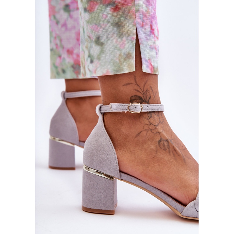 Essenza sive pletene sandale od brušene kože siva 2