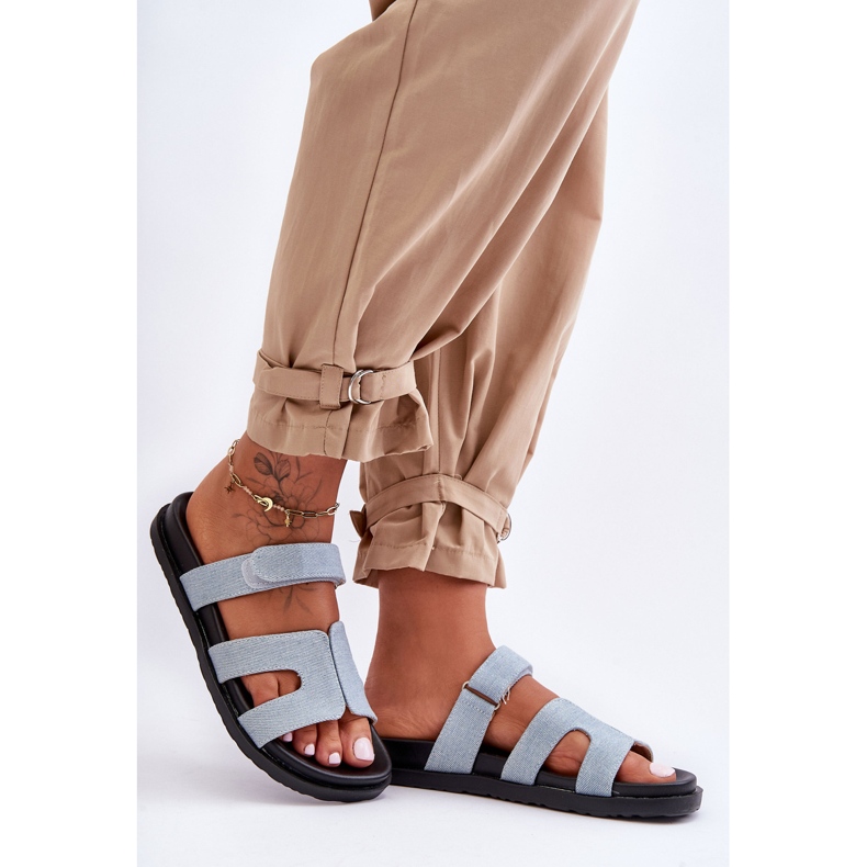 FJ1 Ženske platnene papuče na čičak svijetloplave Jose plava 1