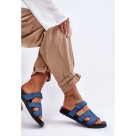 Ženske platnene papuče na čičak tamnoplave Jose plava 1