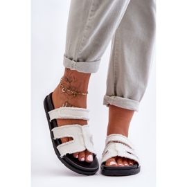 Ženske platnene papuče na čičak bijele boje Lamirose bijela 2