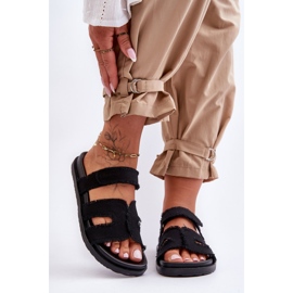 Ženske platnene papuče na čičak, crne Lamirose crno 2