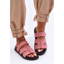 Ženske platnene papuče s čičak ružičastom bojom Lamirose ružičasta 2