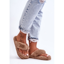 Ženske krznene papuče Papuče smeđe Elma smeđa 1
