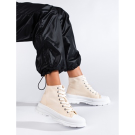 Shelovet ženske visoke tekstilne tenisice bež 1