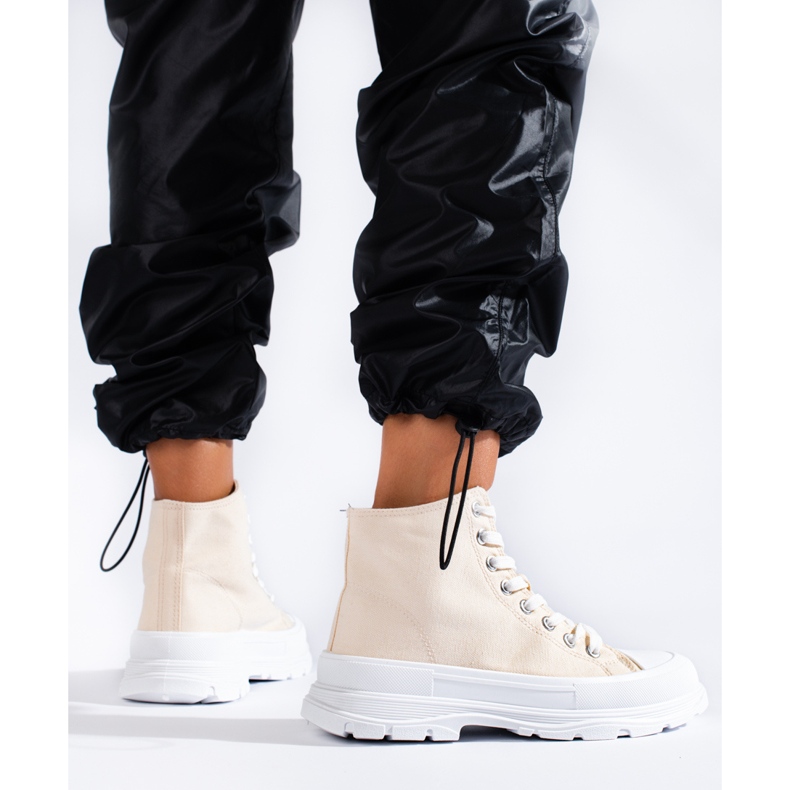 Shelovet ženske visoke tekstilne tenisice bež 2