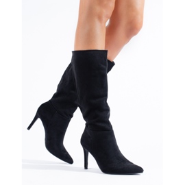 Crne čizme s petom od brušene kože iz Sheloveta crna 1