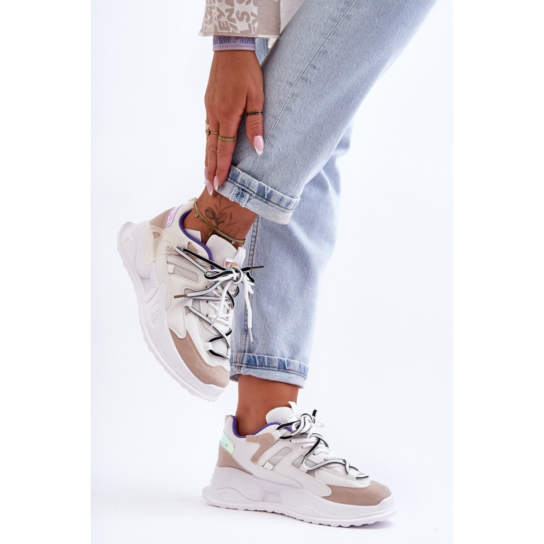 Kožne sportske cipele s platformom Bijeli Sifel bijela 2