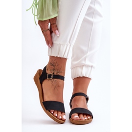 Klasične niske sandale na klin crne Arya crno 1