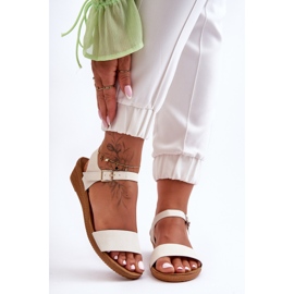 Klasične bijele Arya sandale s niskim klinovima bijela 2