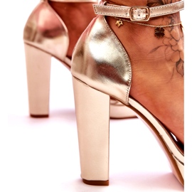 Zlatne Mandy sandale na visoku petu zlatni 4