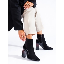 Shelovet crne ženske čizme od brušene kože na stup crno 1