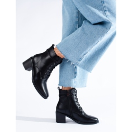 Crne ženske čizme na vezanje Shelovet od ekološke kože crno 1