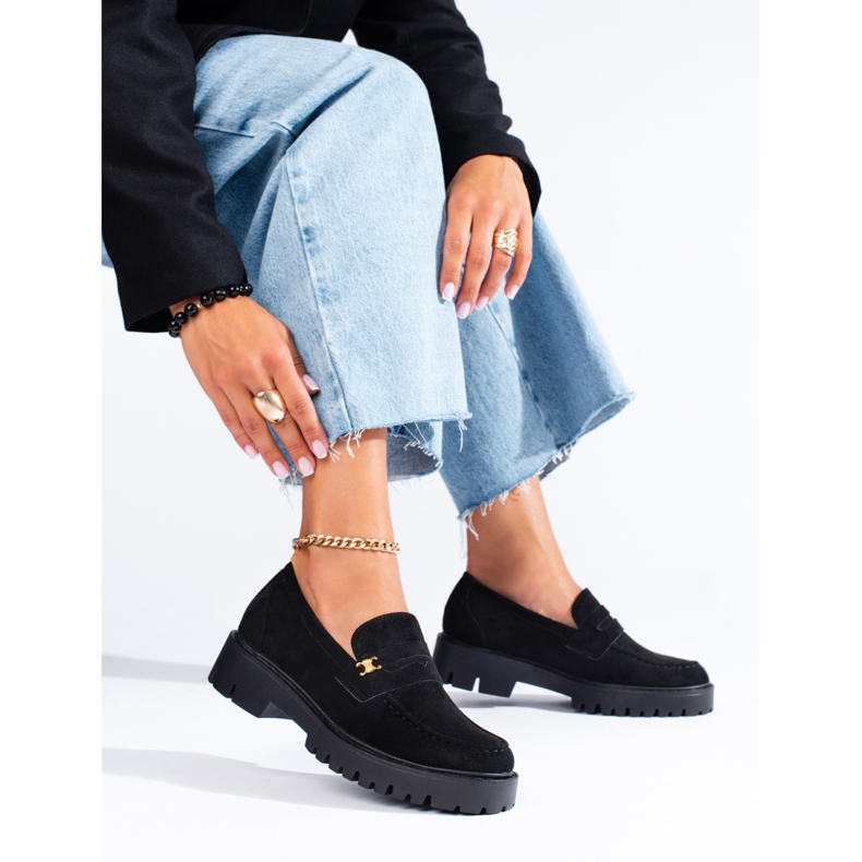 Klasične crne ženske cipele Shelovet od brušene kože crna 1