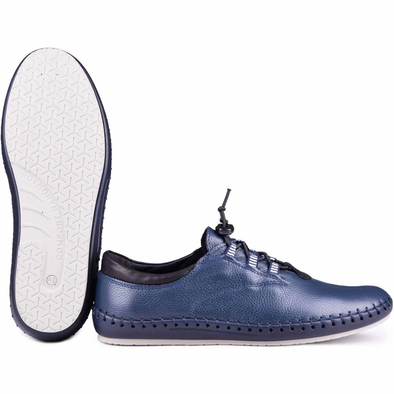 Kampol Muške kožne cipele casual 337/63 mornarsko plavo lice plava 5