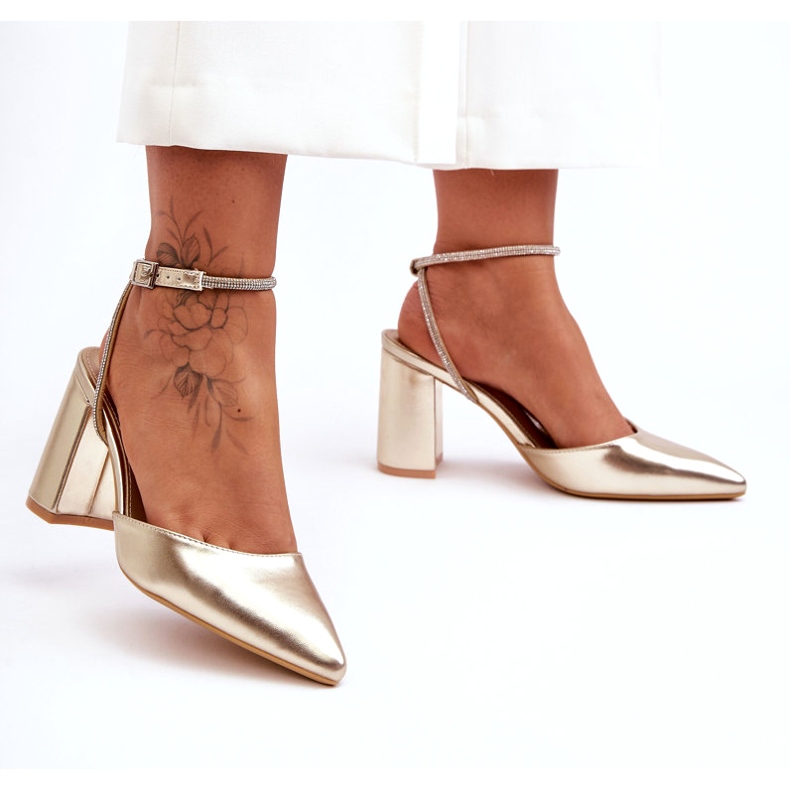 Cipele od eko kože s ukrasnim remenom, zlatna Lirosa zlatni 7