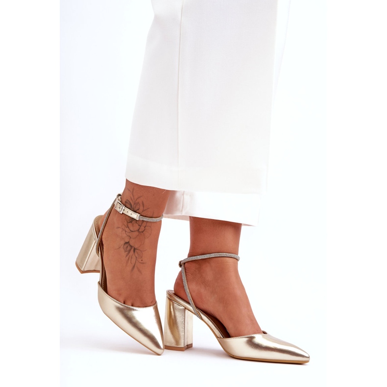 Cipele od eko kože s ukrasnim remenom, zlatna Lirosa zlatni 5