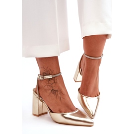 Cipele od eko kože s ukrasnim remenom, zlatna Lirosa zlatni 6