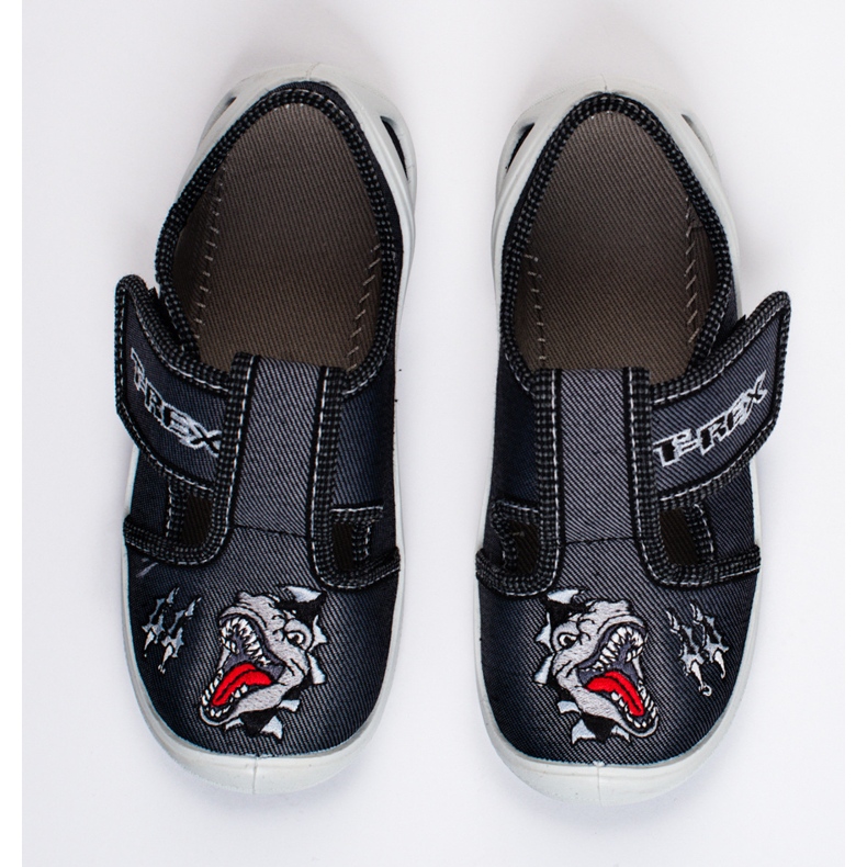 SHELOVET Papuče na čičak za dječaka 3F dinosaur crna 1