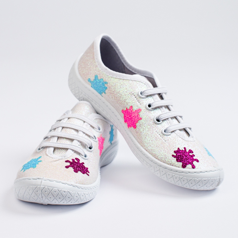 SHELOVET 3F dječje natikače sjajno bijele tenisice višebojan 1