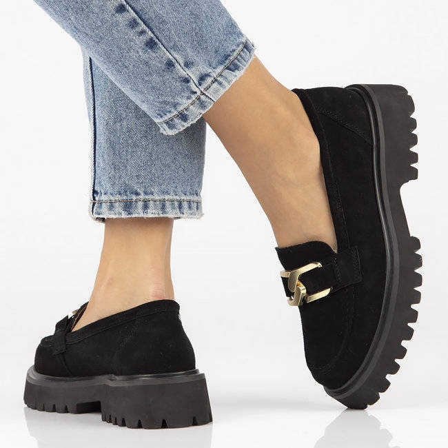 Filippo DP4916 kožne antilop mokasine na platformu crne boje crna 2