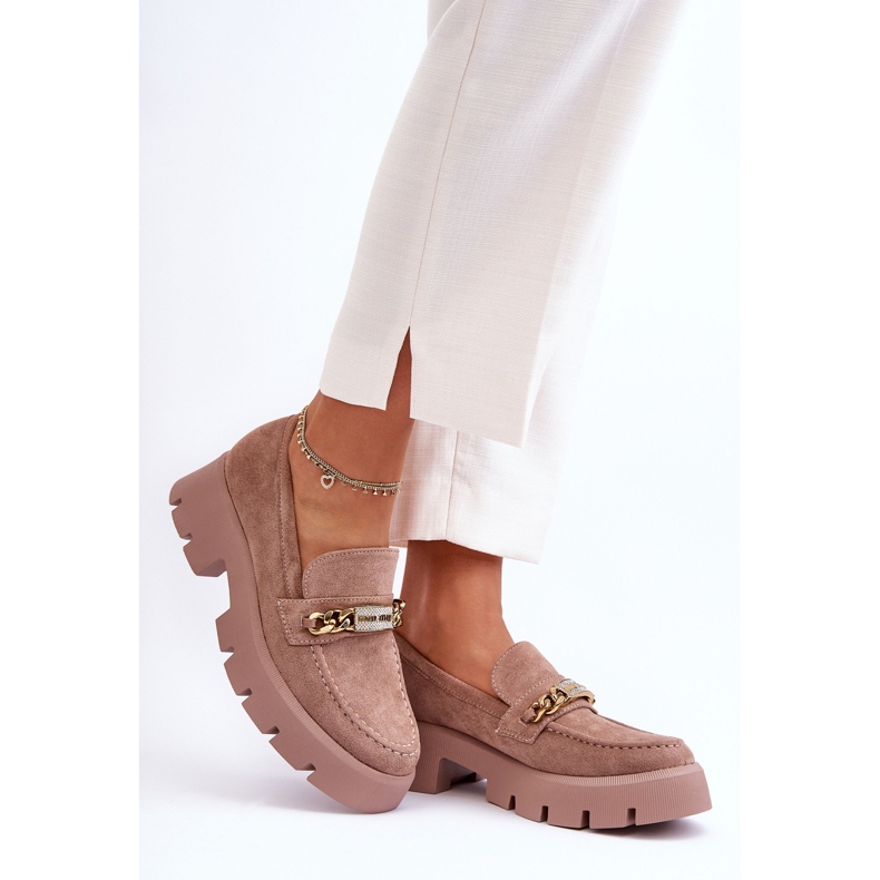 PS1 Klasične mokasine od brušene kože na debeloj platformi smeđe Catch Me! smeđa 2