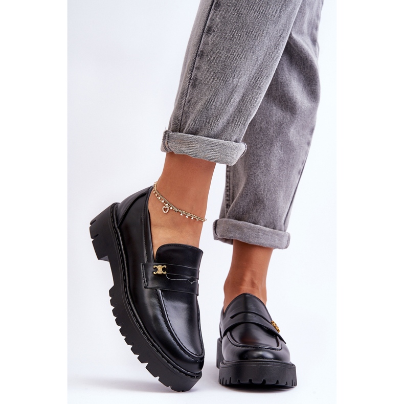 PS1 Kožne mokasine s crnim Esperta ukrasom crna 1