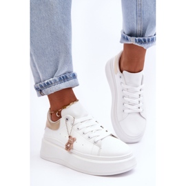 PS1 Ženske sportske cipele na masivnoj platformi bijelo-zlatne Mariell bijela 1