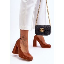 Kožne cipele na debelu petu Camel Rosalia smeđa 2